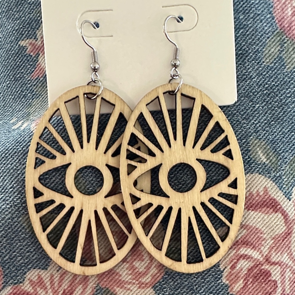 Wooden Eye Design Earrings
